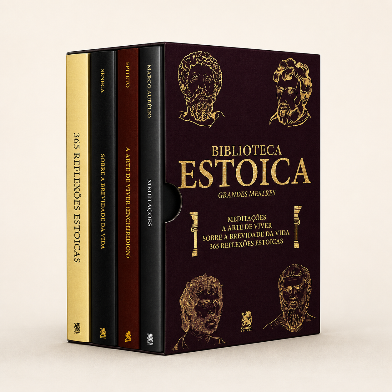 Biblioteca Estoica Grandes Mestres — box com 4 livros